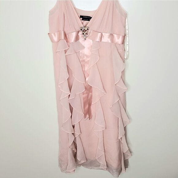 BCBG MaxAzria | NWT Silk Blush Ruffle Dress - Picture 3 of 6